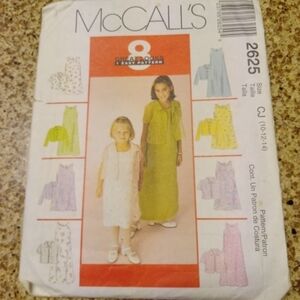 McCalll's Sewing Pattern 2625 Girl's Dresses & Shirt Jacket Size 10-14 Uncut